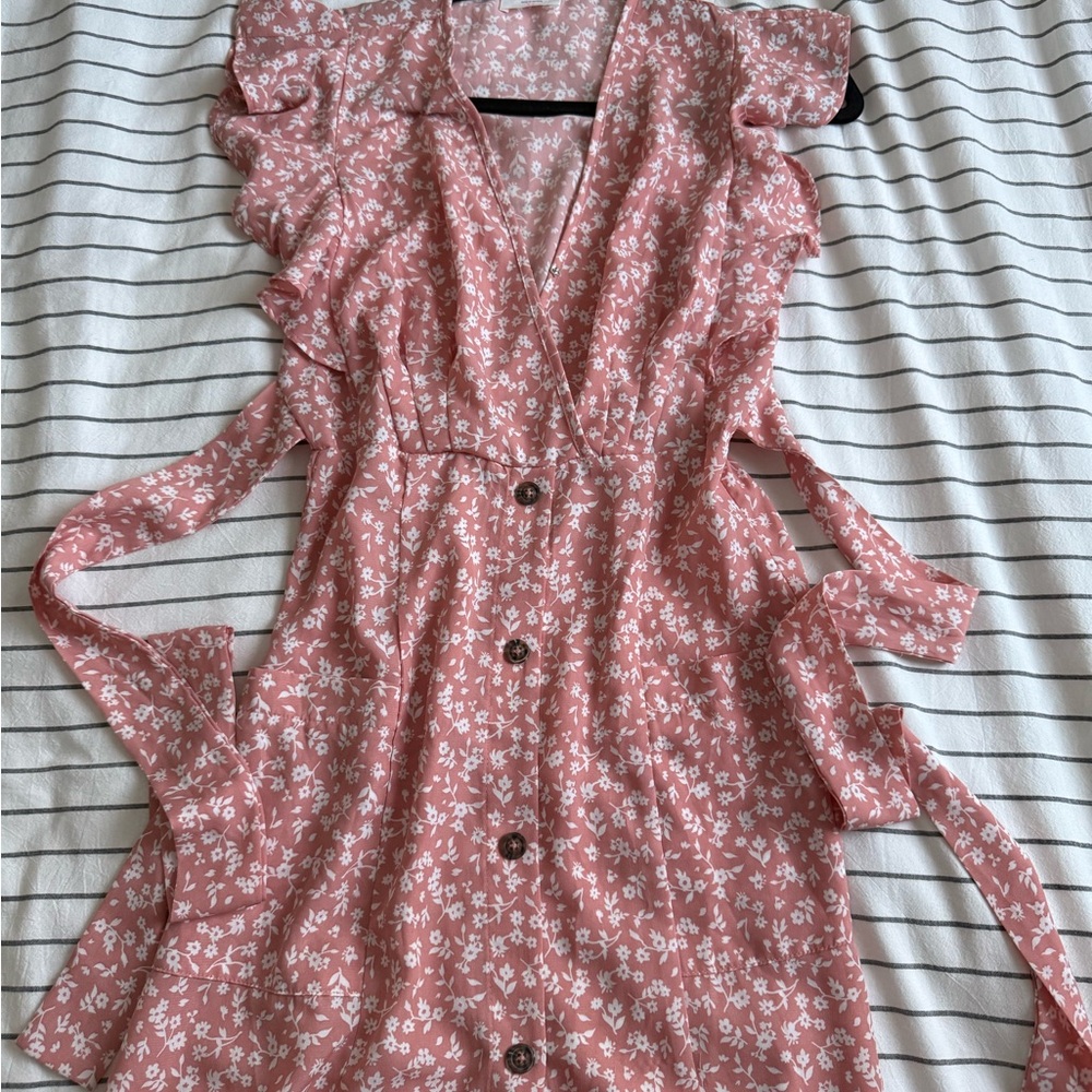 Floral Pink Button-Down Dress